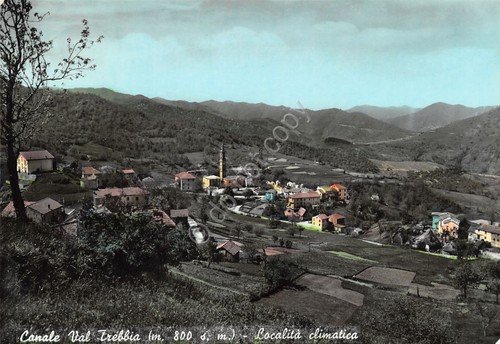 Cartolina Canale Val Trebbia panorama 1963 colorata