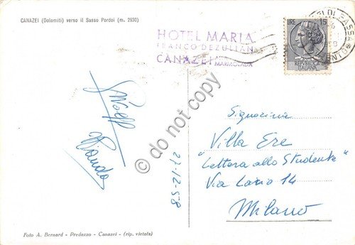 Cartolina Canazei verso Passo Pordoi 1958 | Immagine Gallery 2