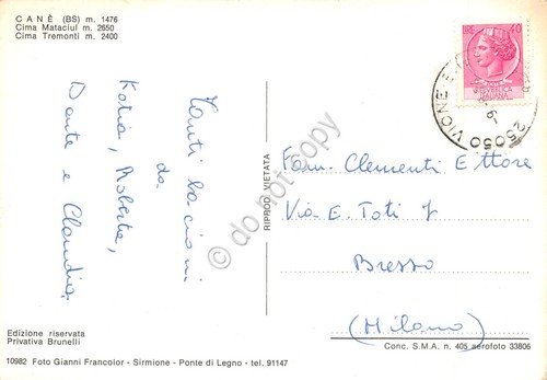 Cartolina Canè panorama paese con cima Tremonti e Mataciul 1956 | Immagine Gallery 2