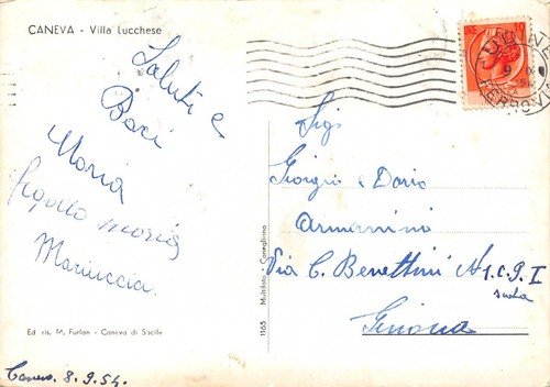 Cartolina Caneva Villa Lucchese 1954 | Immagine Gallery 2