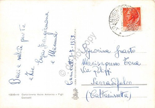 Cartolina Canicattì Panorama e Scalo Ferroviario 1959
