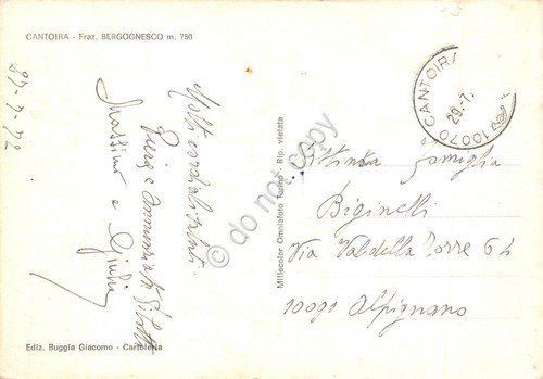 Cartolina Cantoira Frazione Bergognesco panorama parziale 1972 grinze