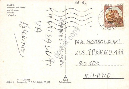 Cartolina Caorle Panorama aereo 1982