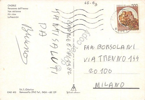 Cartolina Caorle Panorama aereo 1982