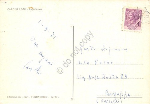 Cartolina Capo di Lago Lago Moro 1971 (Brescia)