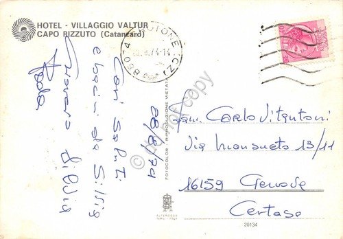 Cartolina Capo Rizzuto Catanzaro Villaggio Valtur piscina 1974