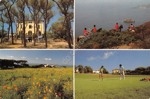 Cartolina Capoliveri Villaggio Costa dei Gabbiani vedute golf equitazione 1992