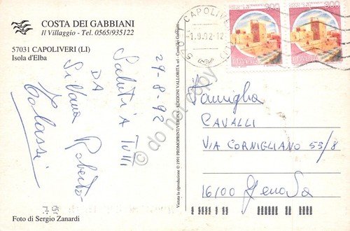 Cartolina Capoliveri Villaggio Costa dei Gabbiani vedute golf equitazione 1992
