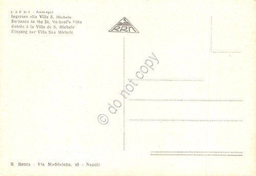 Cartolina Capri Anacapri Ingresso Villa S. Michele (Napoli)