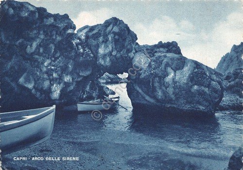 Cartolina Capri Arco delle Sirene 1952 barche (Napoli)