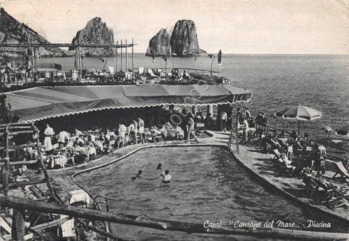 Cartolina Capri Canzone del mare Piscina animata 1955 | Immagine principale
