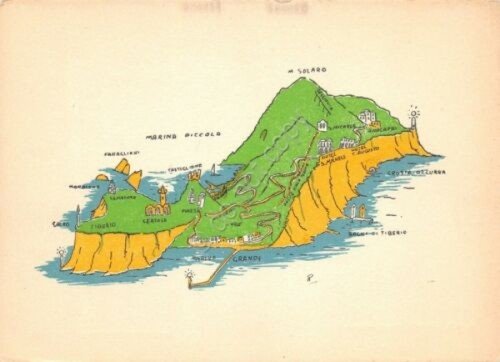 Cartolina Capri isola illustrata da Rino Serie B