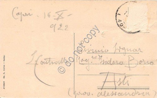 Cartolina Capri l'isola vista dal mare barche 1922