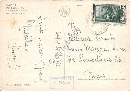 Cartolina Capri Marina Grande 1952 (Napoli)