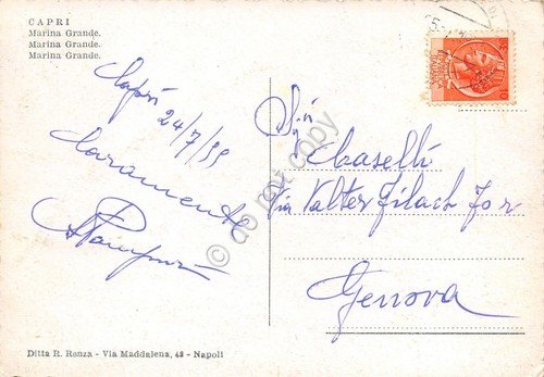 Cartolina Capri Marina Grande panorama 1955