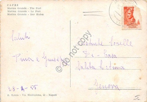 Cartolina Capri Marina Grande Porto 1955