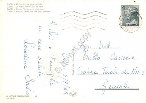 Cartolina Capri Marina Piccola vista dall'alto 1966 (Napoli)