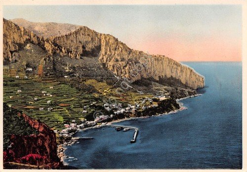Cartolina Capri panorama da Tiberio e marina grande 1951 (Napoli)
