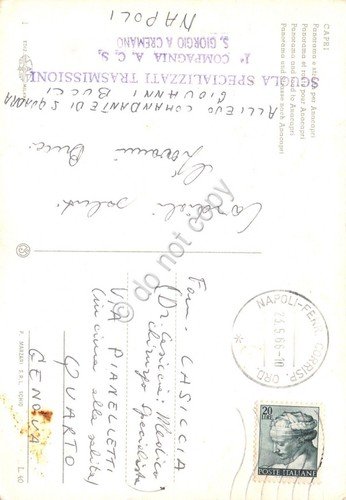 Cartolina Capri Panorama e strada per Anacapri bus 1966