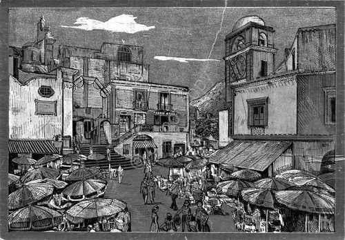 Cartolina Capri piazzzetta fondo argentato grinza in alto | Immagine principale
