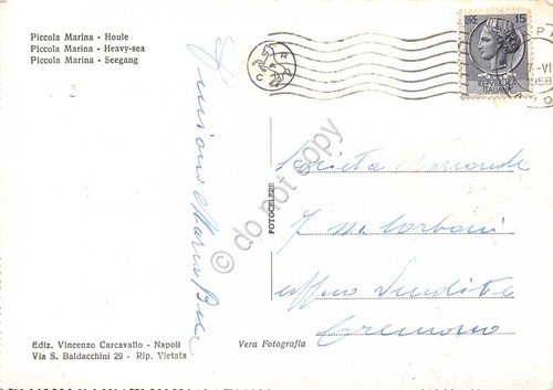 Cartolina Capri Piccola Marina Mareggiata 1958 (Napoli)
