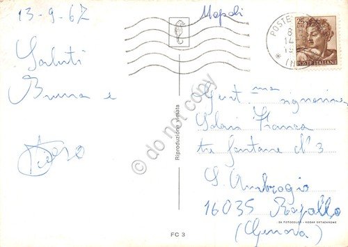 Cartolina Capri stradine 1967