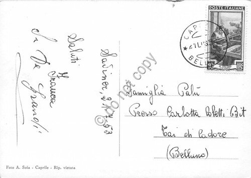 Cartolina Caprile Panorama Monte Civetta 1953