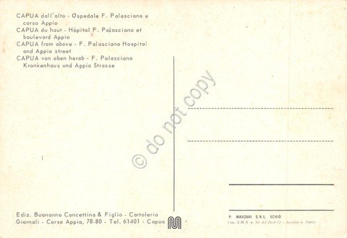 Cartolina Capua Ospedale Palasciano Corso Appio vista dall'alto anni '80