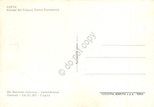 Cartolina Capua Palazzo Ettore Fieramosca Portale anni '70