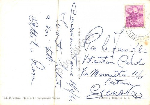 Cartolina Caramanico Terme vedute BN 1962