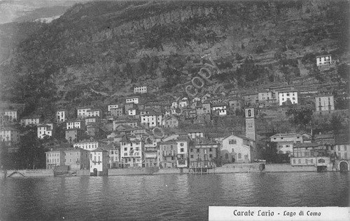 Cartolina Carate Lario panorama dal lago 1922