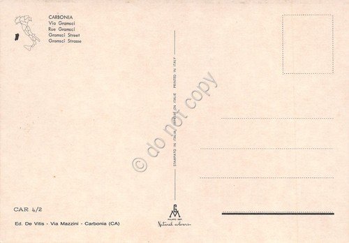 Cartolina Carbonia Via Gramsci dall'alto auto | Immagine Gallery 2