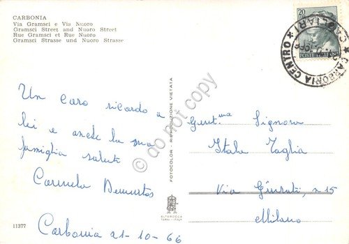 Cartolina Carbonia Via Gramsci Via Nuoro 1966 | Immagine Gallery 2