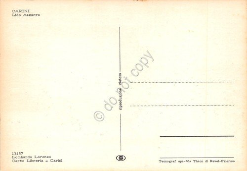 Cartolina Carini Lido Azzurro roulotte auto costruzioni Anni '70