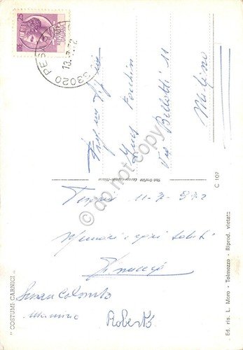 Cartolina Carnia Costumi Tradizionali animata 1972 (Udine) | Immagine Gallery 2