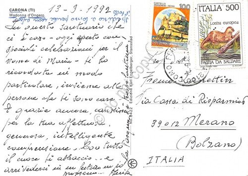 Cartolina Carona Madonna d'Ongero vedute 1992 | Immagine Gallery 2