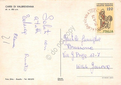 Cartolina Carsi di Valbrevenna panorama 1979