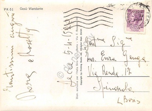 Cartolina Cartolina 3D Lenticular plastificata Gesù Viandante 1970