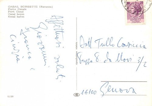 Cartolina Casal Borsetti Ravenna Porto Canale peschereccio barca
