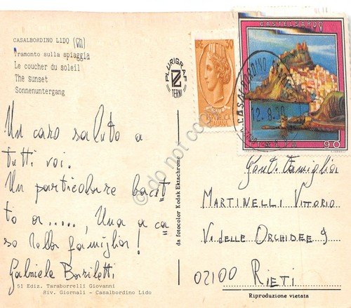 Cartolina Casalbordino Lido tramonto sulla spiaggia 1979 | Immagine Gallery 2