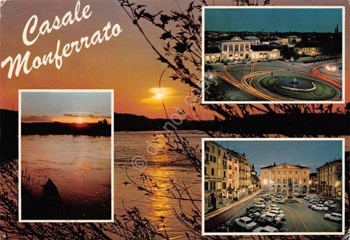 Cartolina Casale Monferrato 4 vedute notturno (Alessandria) | Immagine principale