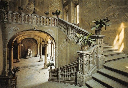 Cartolina Casale Monferrato Palazzo Treville scalinata 1970