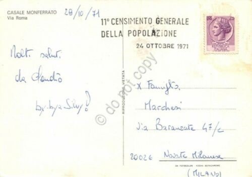 Cartolina Casale Monferrato Via Roma tabacchi Timbro 11° Censimento 1971 | Immagine Gallery 2