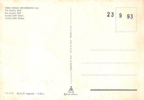 Cartolina Casale Monferrato Via Saffi auto d'epoca | Immagine Gallery 2