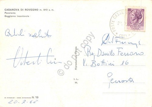 Cartolina Casanova Val Trebbia Rovegno panorama 1968 grinza