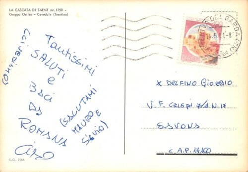 Cartolina Cascata di Saent Gruppo Ortles 1984