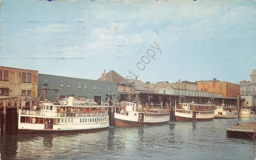 Cartolina Casco Bay Lines Steamboats Nave barca 1958