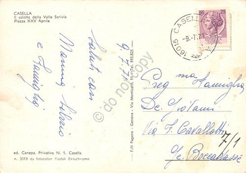 Cartolina Casella Piazza XXV Aprile ristorante animata 1971 | Immagine Gallery 2