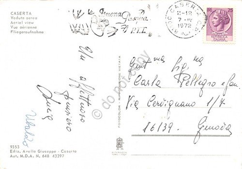 Cartolina Caserta panorama aereo 1972