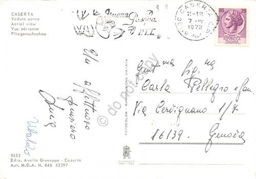 Cartolina Caserta panorama aereo 1972